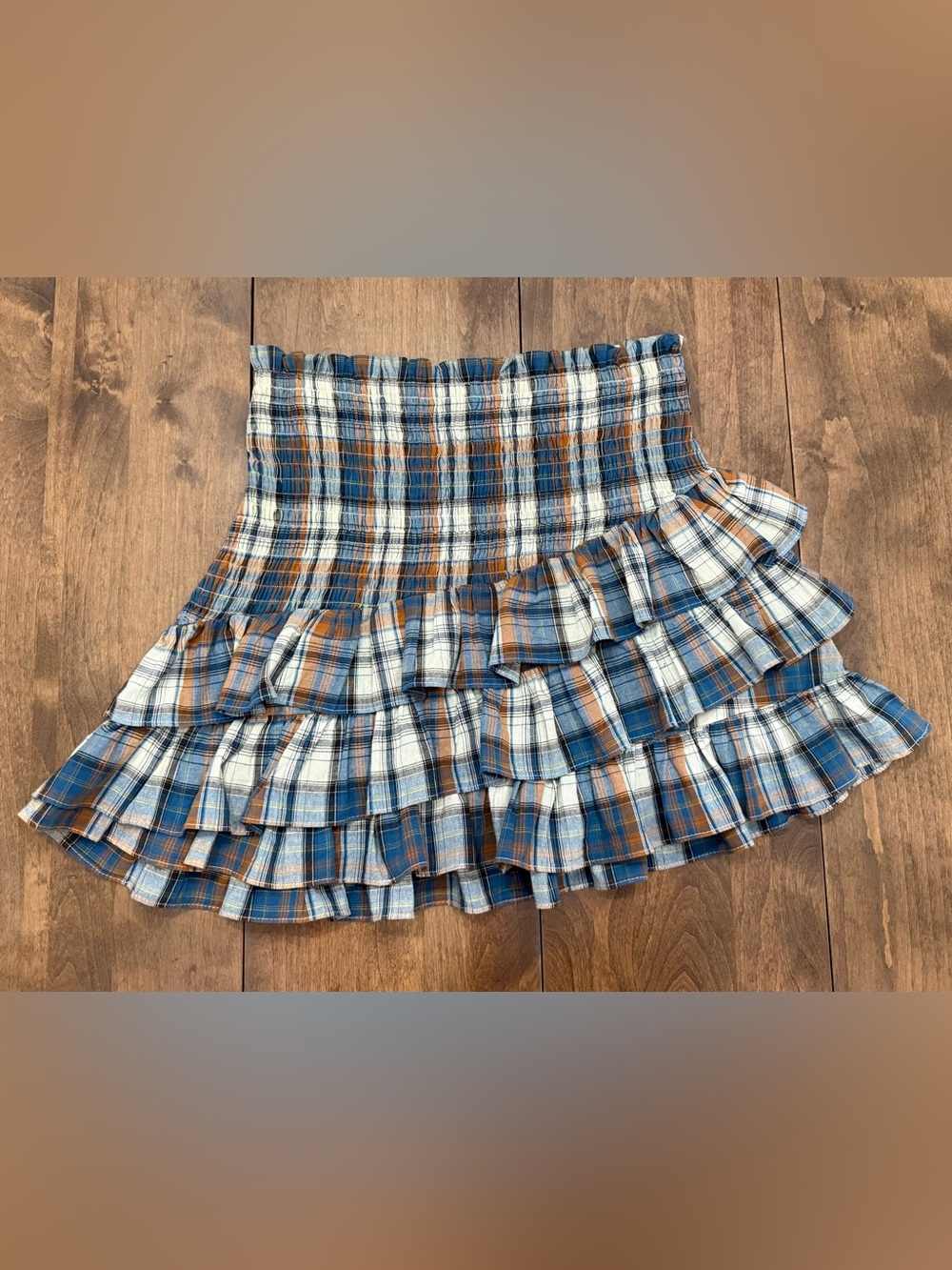 Baevely Boutique Women's Plaid Tiered Ruffle Mini Skirt
Pull-On Elastic Waist M